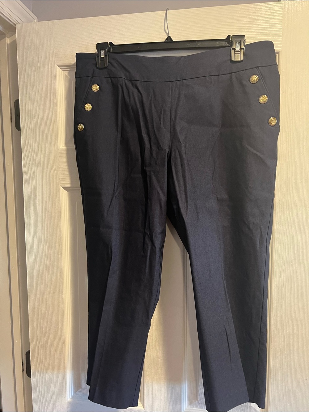 Counterparts Black Capri Pants with Gold Accent